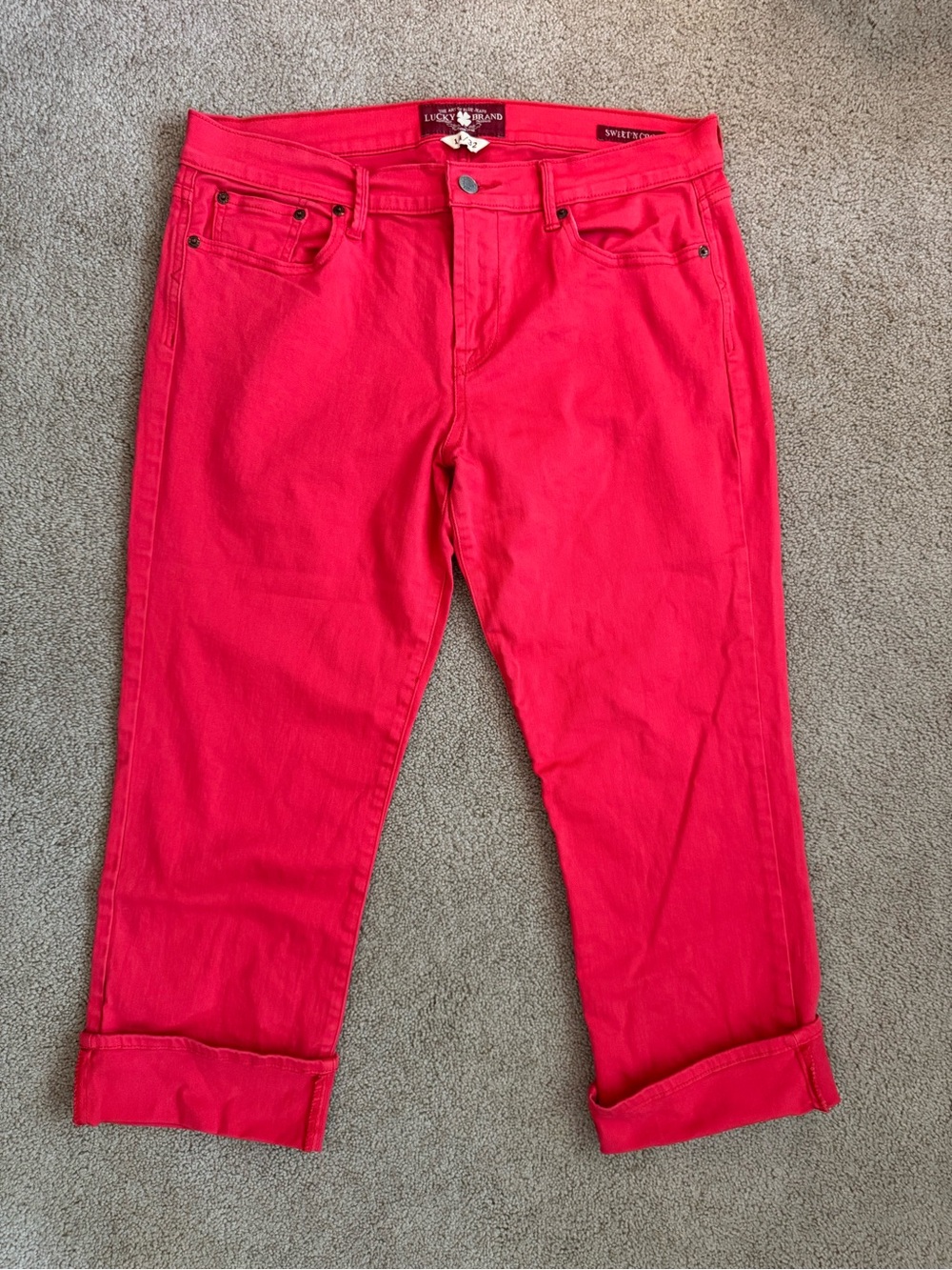Lucky Brand Women's Bright Red Sweet N Crop Jeans - Cuffed Crop